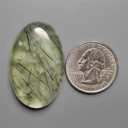Black Tournalinated Prehnite Cabochon
