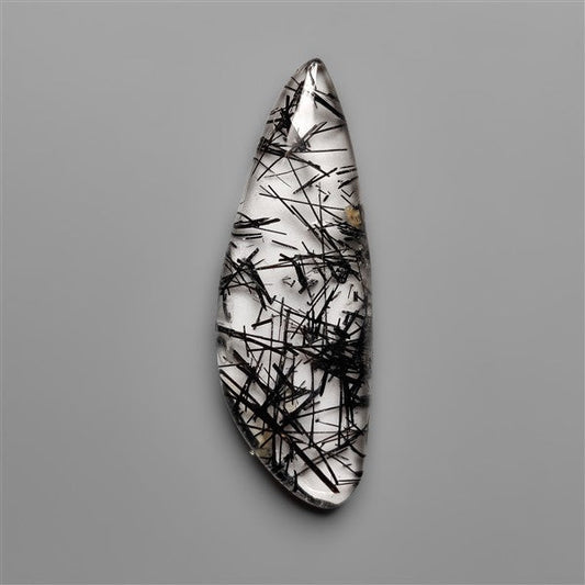 AAA Black Tourmalinated Quartz Cabochon (has a rainbow inclusion as well)