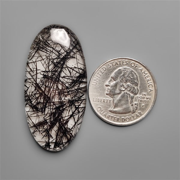 AAA Black Tourmalinated Quartz Cabochon