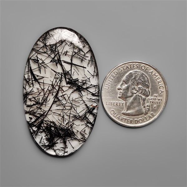 AAA Black Tourmalinated Quartz Cabochon