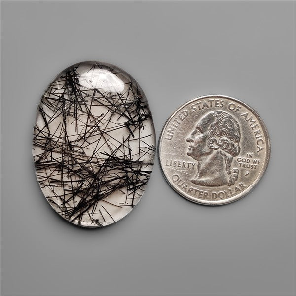 AAA Black Tourmalinated Quartz Cabochon