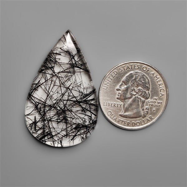 AAA Black Tourmalinated Quartz Cabochon