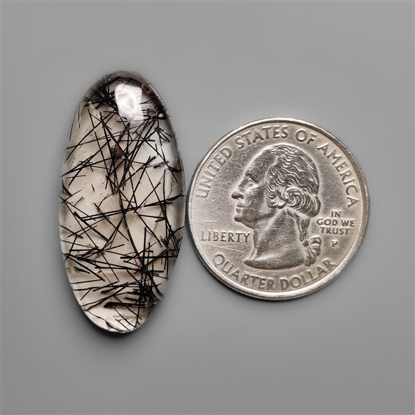 AAA Black Tourmalinated Quartz Cabochon