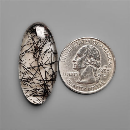 AAA Black Tourmalinated Quartz Cabochon