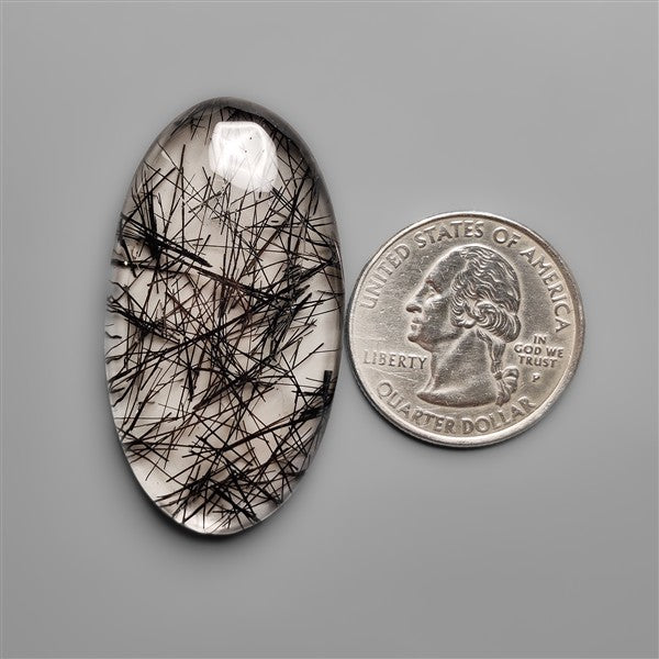 AAA Black Tourmalinated Quartz Cabochon