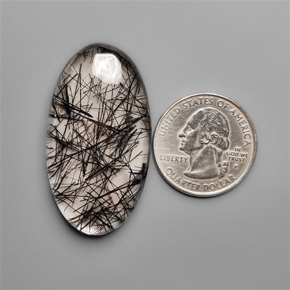 AAA Black Tourmalinated Quartz Cabochon