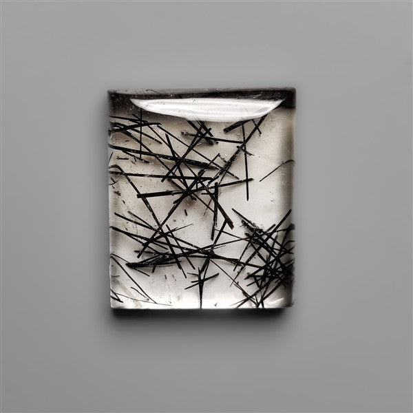 AAA Black Tourmalinated Quartz Cabochon