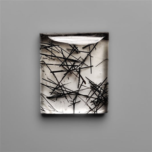 AAA Black Tourmalinated Quartz Cabochon
