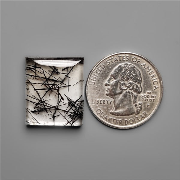 AAA Black Tourmalinated Quartz Cabochon