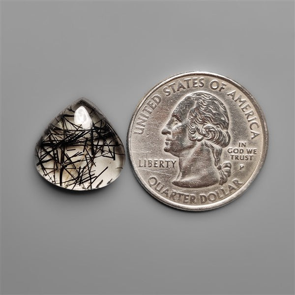 AAA Black Tourmalinated Quartz Cabochon