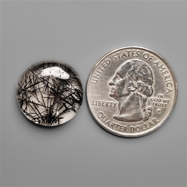 AAA Black Tourmalinated Quartz Cabochon