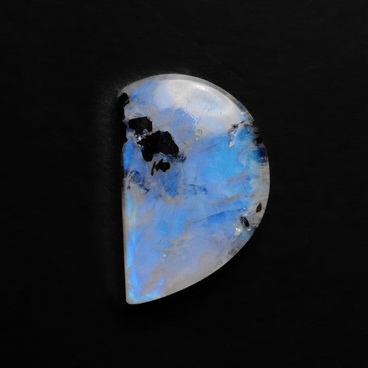 Rainbow Moonstone Cabochon with Black Tourmaline