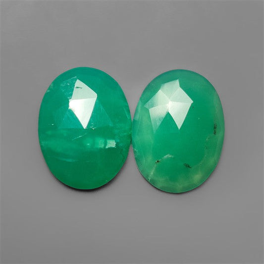 Rose Cut Gemmy Chrysoprase Pair