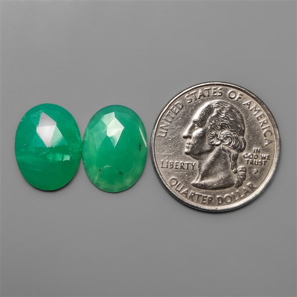 Rose Cut Gemmy Chrysoprase Pair