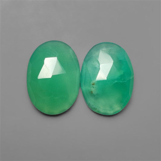 Rose Cut Gemmy Chrysoprase Pair