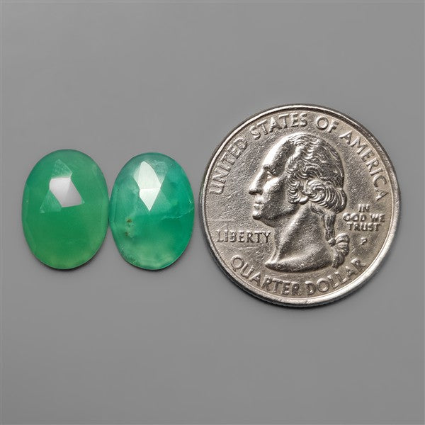 Rose Cut Gemmy Chrysoprase Pair