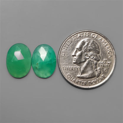 Rose Cut Gemmy Chrysoprase Pair