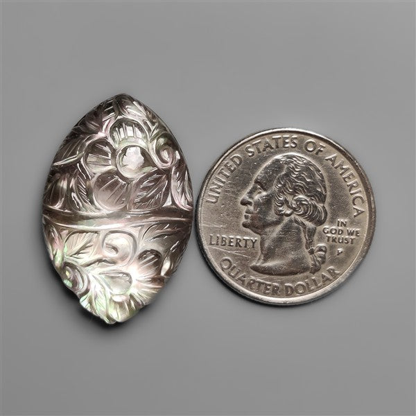 Mother Of Pearl With Himalayan Quartz Mughal Carving Doublet