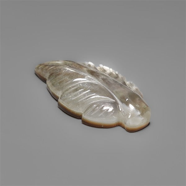 Mother Of Pearl With Himalayan Quartz Leaf Carving Doublet