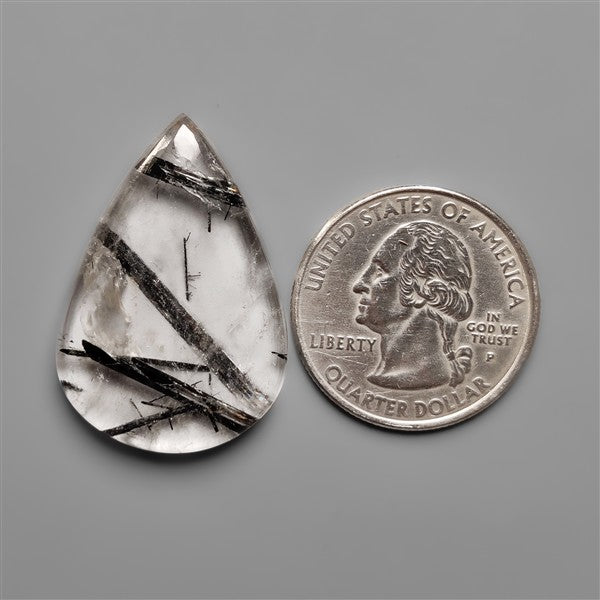 Black Tourmalinated Quartz Cabochon