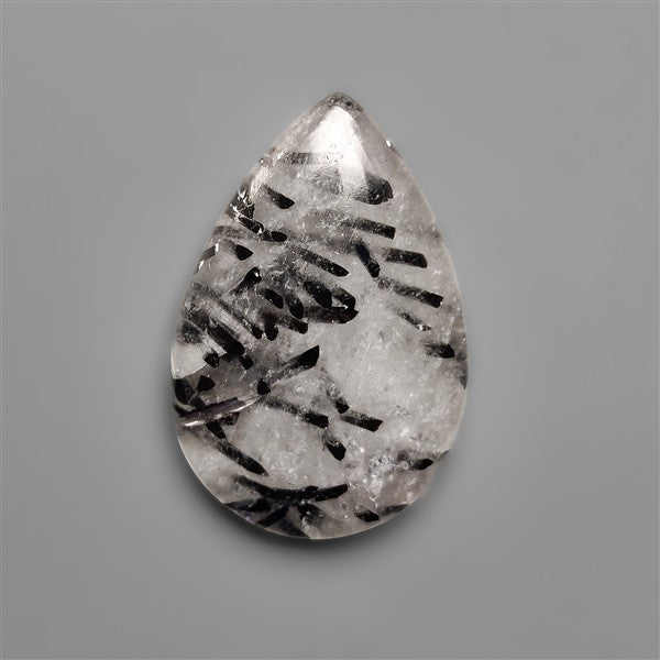 Black Tourmalinated Quartz Cabochon Full of Tourmalines