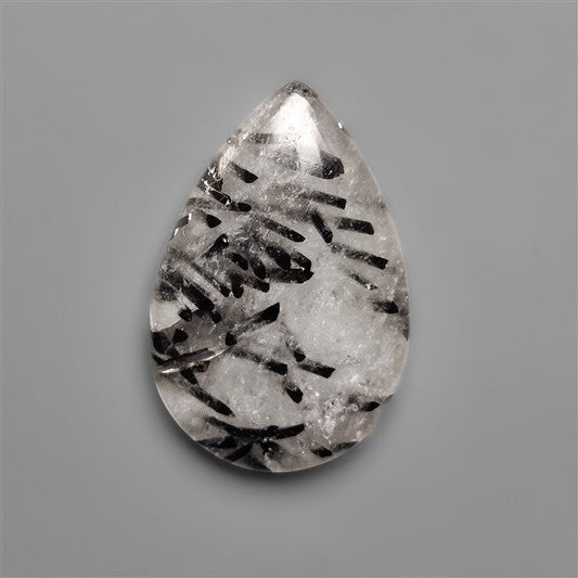 Black Tourmalinated Quartz Cabochon Full of Tourmalines