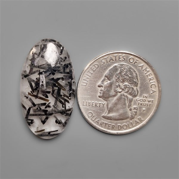 Black Tourmalinated Quartz Cabochon Full of Tourmalines