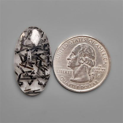 Black Tourmalinated Quartz Cabochon Full of Tourmalines