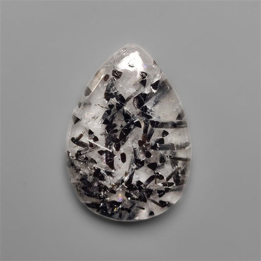 Black Tourmalinated Quartz Cabochon Full of Tourmalines