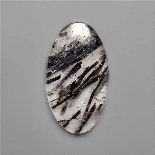 Black Tourmalinated Quartz Cabochon Full of Tourmalines