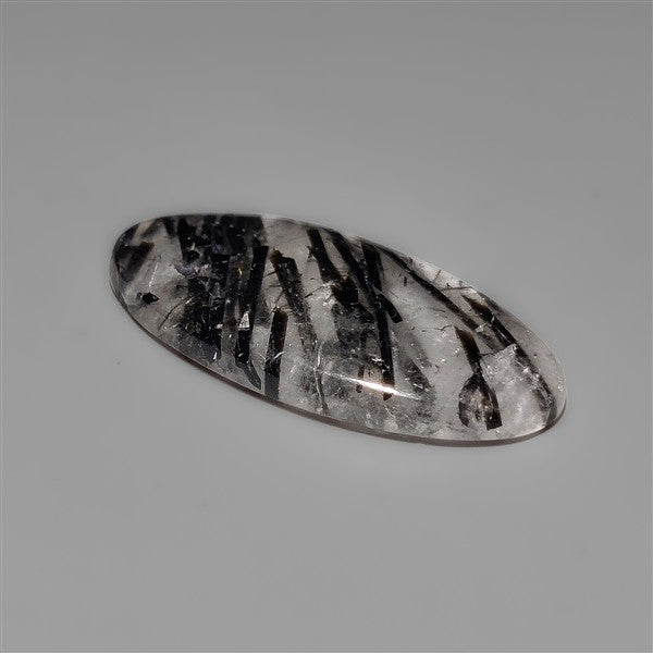 Black Tourmalinated Quartz Cabochon Full of Tourmalines