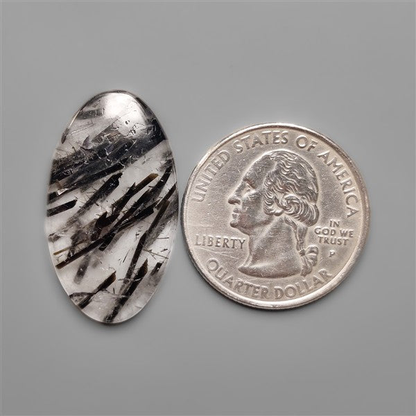 Black Tourmalinated Quartz Cabochon Full of Tourmalines