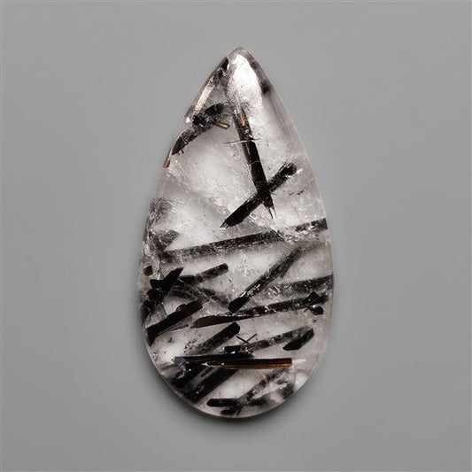 Black Tourmalinated Quartz Cabochon Full of Tourmalines
