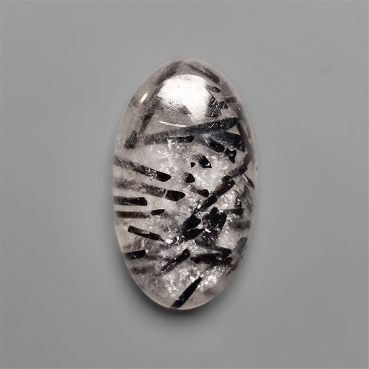 Black Tourmalinated Quartz Cabochon Full of Tourmalines