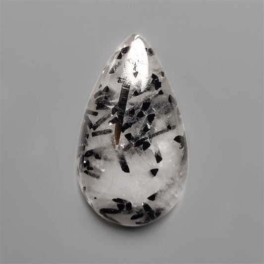 Black Tourmalinated Quartz Cabochon Full of Tourmalines