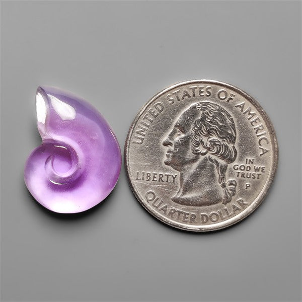 Amethyst With Mother Of Pearl Ammonite Shell Carving Doublet