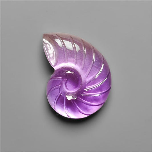 Amethyst With Mother Of Pearl Ammonite Shell Carving Doublet