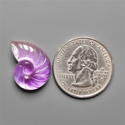 Amethyst With Mother Of Pearl Ammonite Shell Carving Doublet