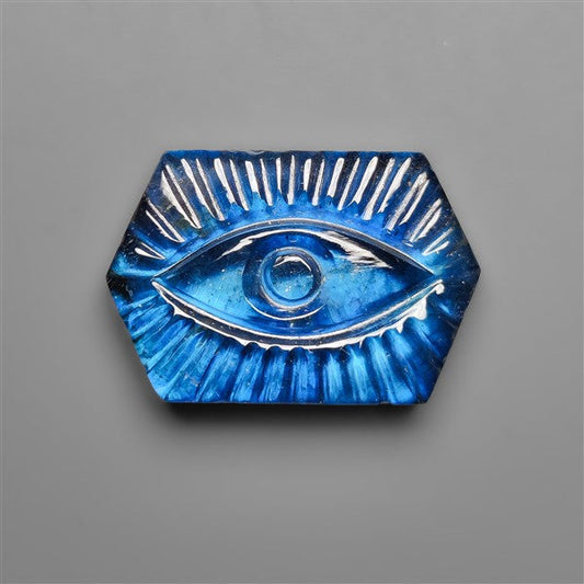Blue Labradorite Doublet Evil Eye Carving