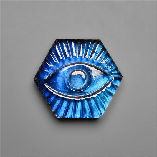 Blue Labradorite Doublet Evil Eye Carving