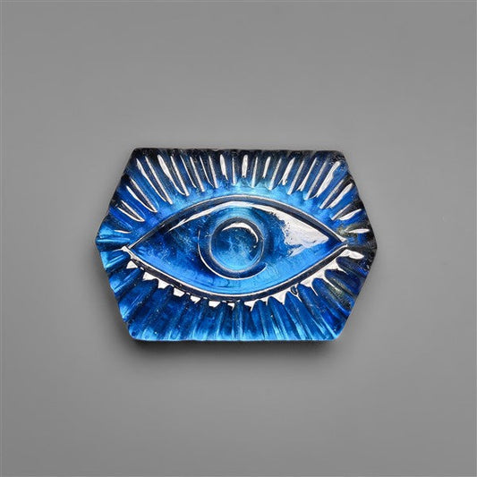 Blue Labradorite Doublet Evil Eye Carving