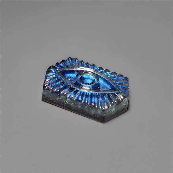 Blue Labradorite Doublet Evil Eye Carving