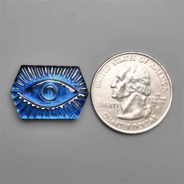 Blue Labradorite Doublet Evil Eye Carving