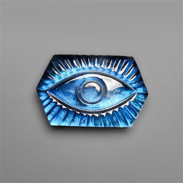 Blue Labradorite Doublet Evil Eye Carving