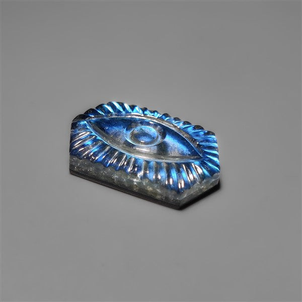 Blue Labradorite Doublet Evil Eye Carving