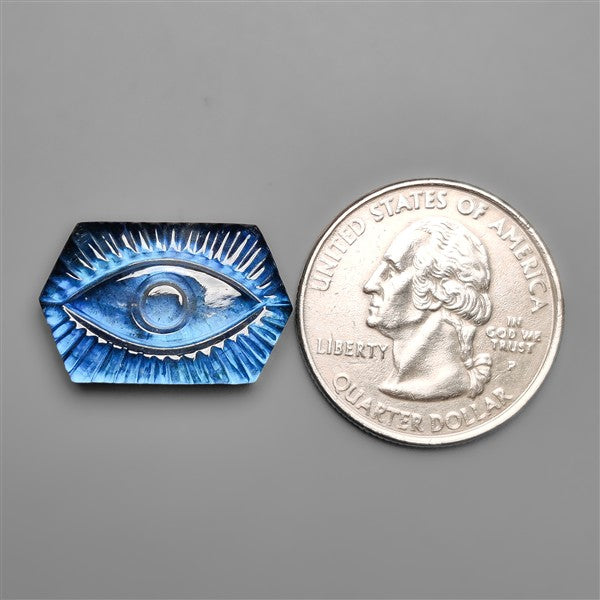 Blue Labradorite Doublet Evil Eye Carving