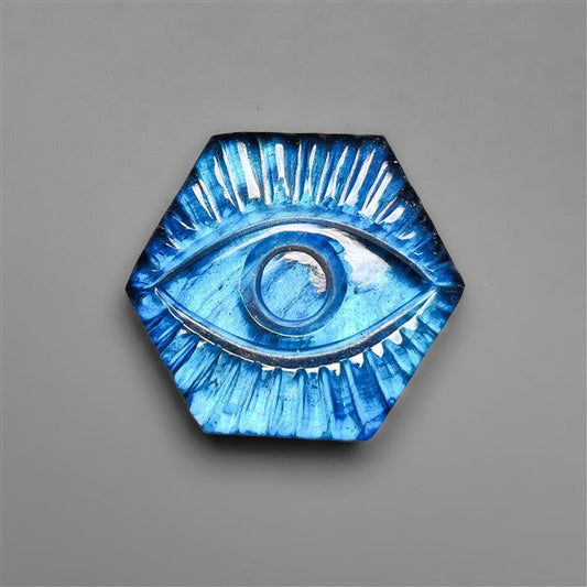 Blue Labradorite Doublet Evil Eye Carving