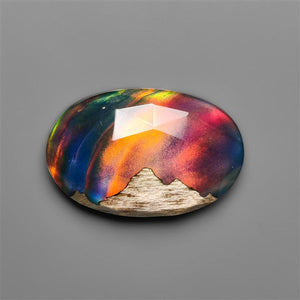 Mountain Inlay Rose Cut Aurora Opal Doublet