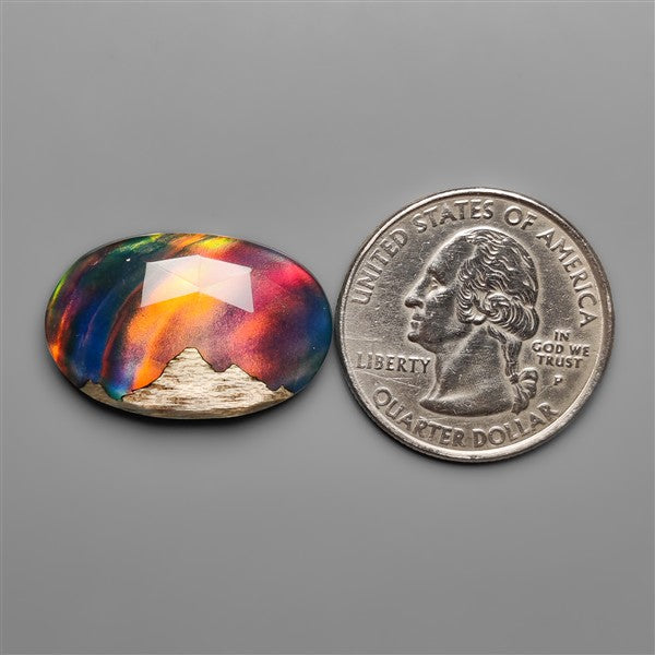 Mountain Inlay Rose Cut Aurora Opal Doublet