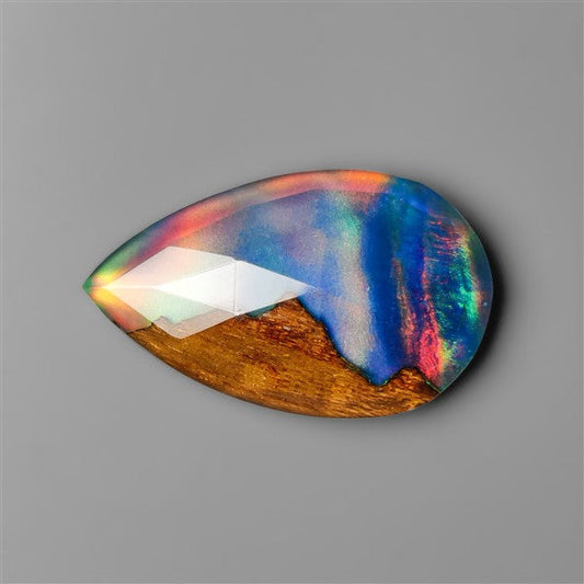 Mountain Inlay Rose Cut Aurora Opal Doublet